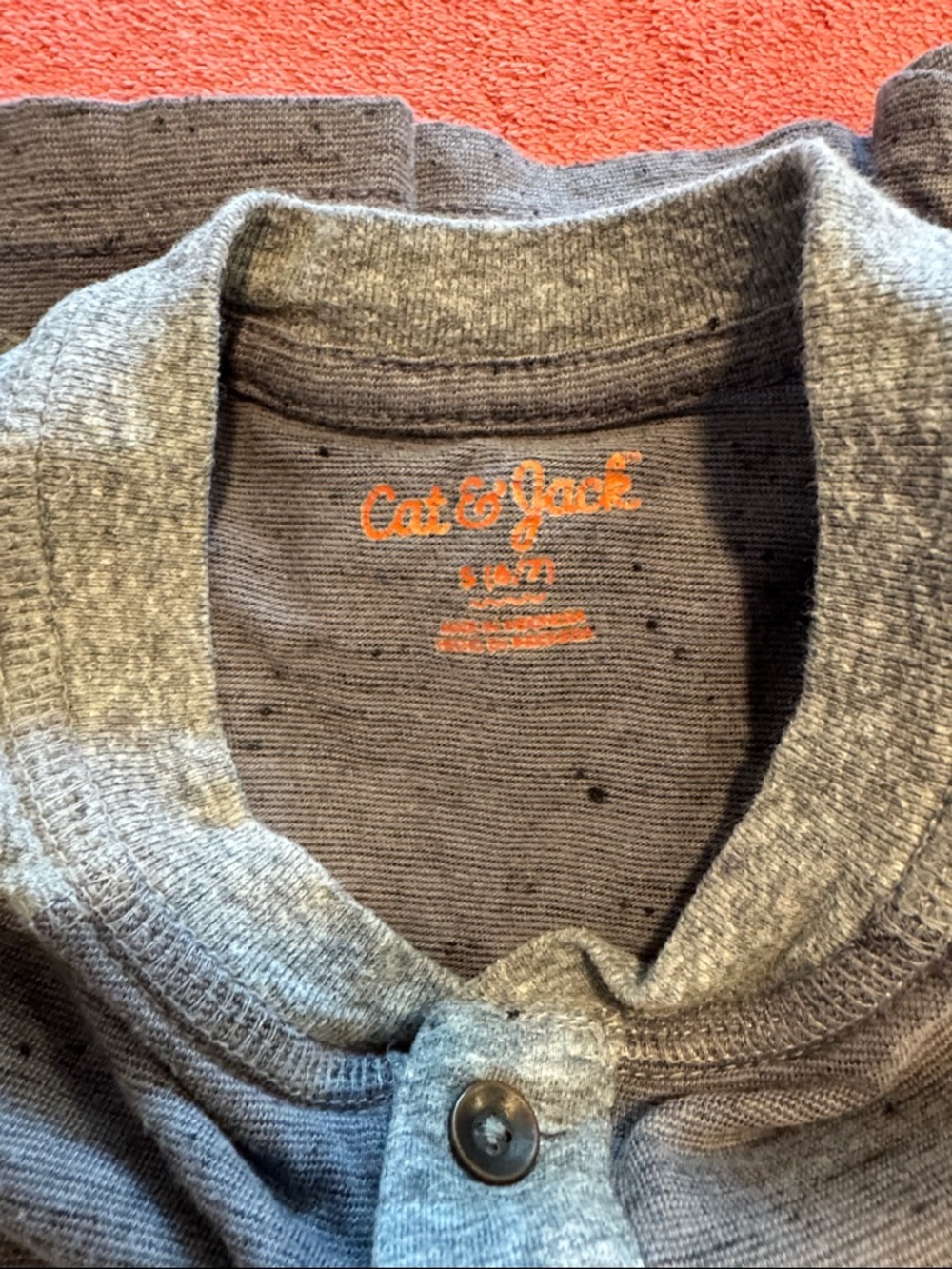 Cat & Jack Boys' Two-Tone Gray Henley Long Sleeve Shirt - Picture 9 of 10